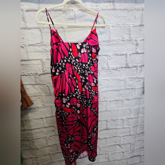 EUC $395 MILLYLilliana Graphic Butterfly Dress in Black & Pomegranate SZ 8 - Picture 5 of 11